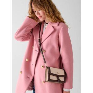 S Kate Spade Knott Flap Crossbody Bag Beige & Brown Leather Purse KM610 NWT $249